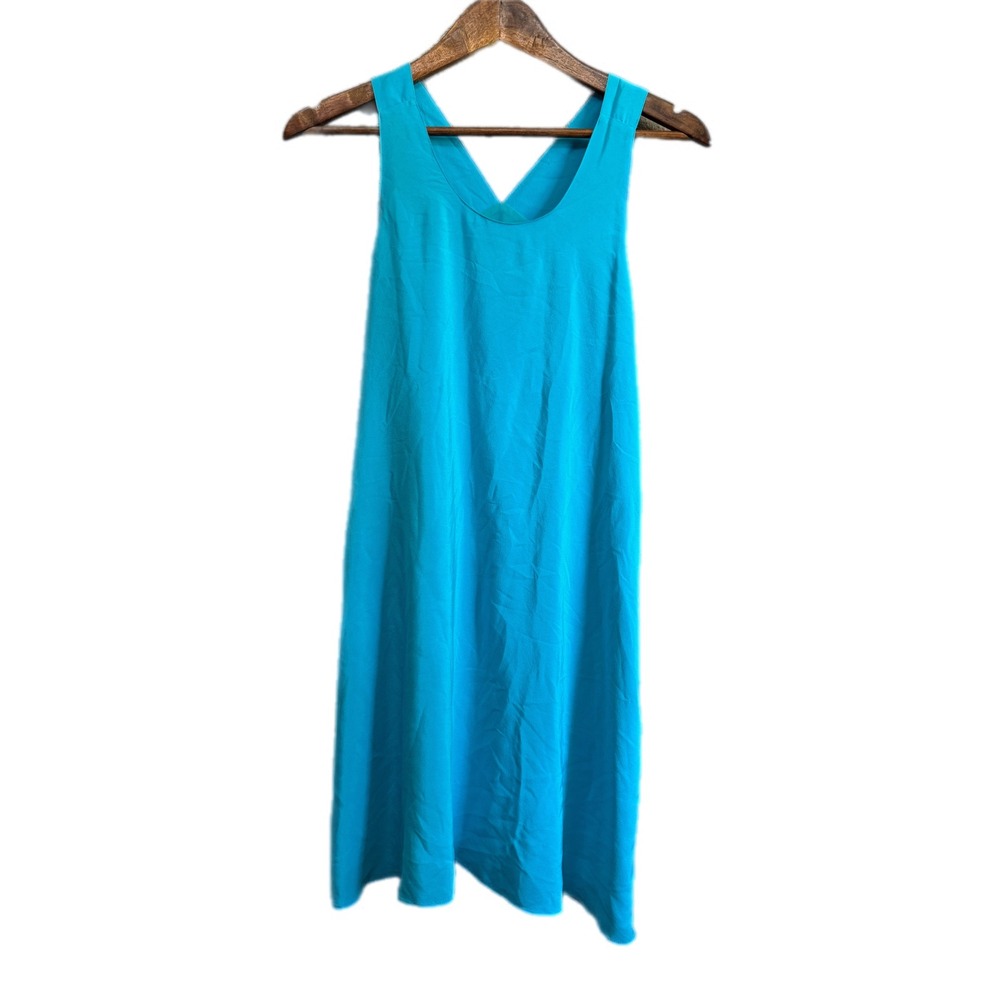 Cynthia Rowley Silk Shift Dress Womens 2 Turquoise Blue NWT Pleated Racerback